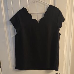 SHEIN Black Scallop-Trim Blouse